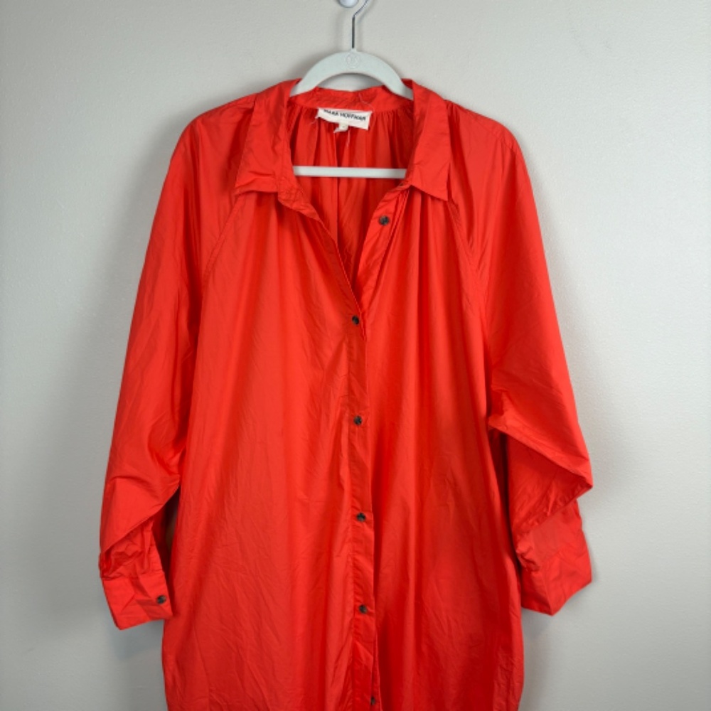 Mara Hoffman Cleo Organic Cotton Midi Shirt Dress in Poppy - Size Large - Picture 3 of 6